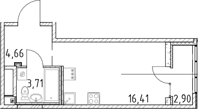 Квартира студия 24.78 м², 19/23 эт., ЖК «Город Первых»